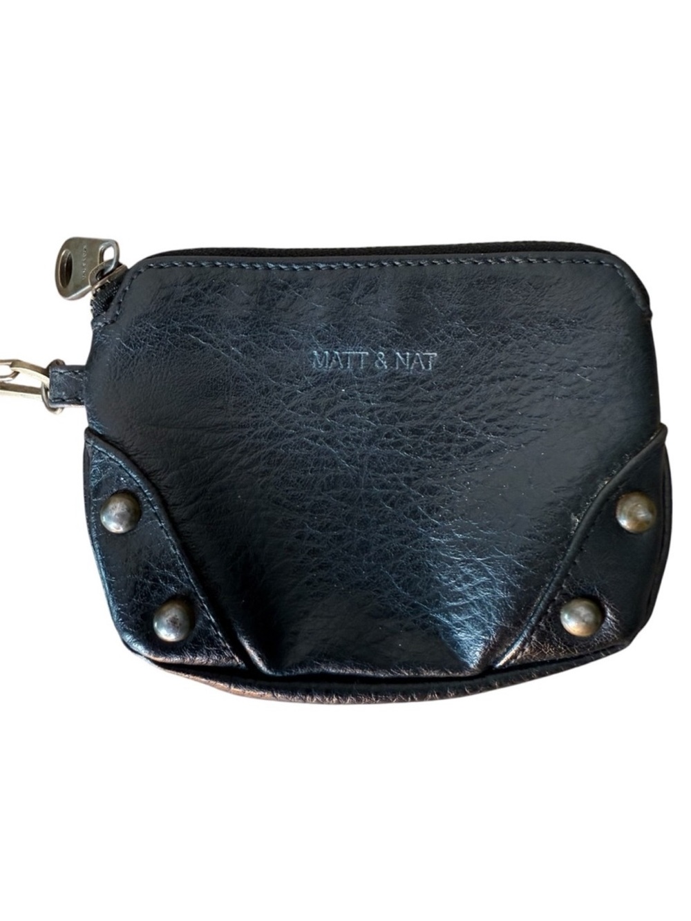 MATT & NAT Black Vegan Faux Leather Wallet Change Purse Wristlet Studs Edgy
